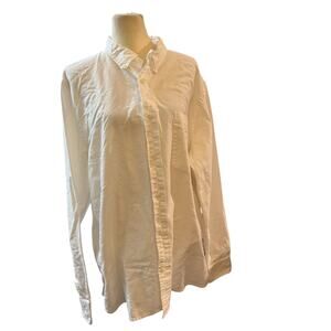 Buck Mason  White Striped Shirt Mens XXL Button Up Long Sleeve Cotton.